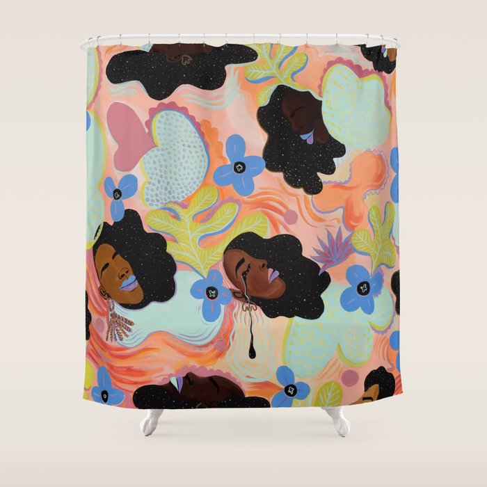 Pools of Us | Coral Botancials Shower Curtain Gallery Image 1