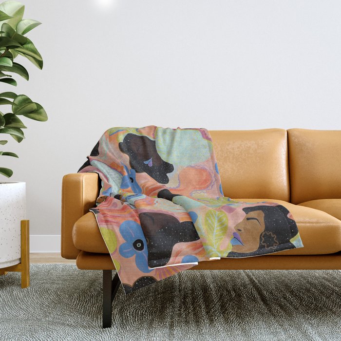 Pools of Us | Coral Botancials Throw Blanket Gallery Image 1