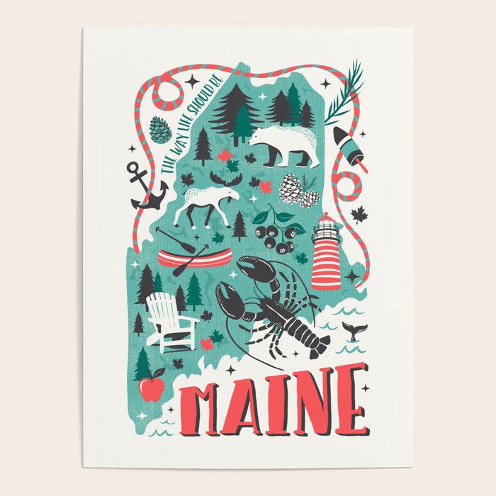 Maine Map Poster Gallery Image 4