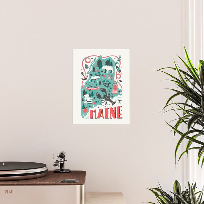 Maine Map Poster Gallery Image 2
