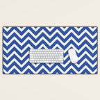 blue, white zig zag pattern design Desk Mat Gallery Image 1