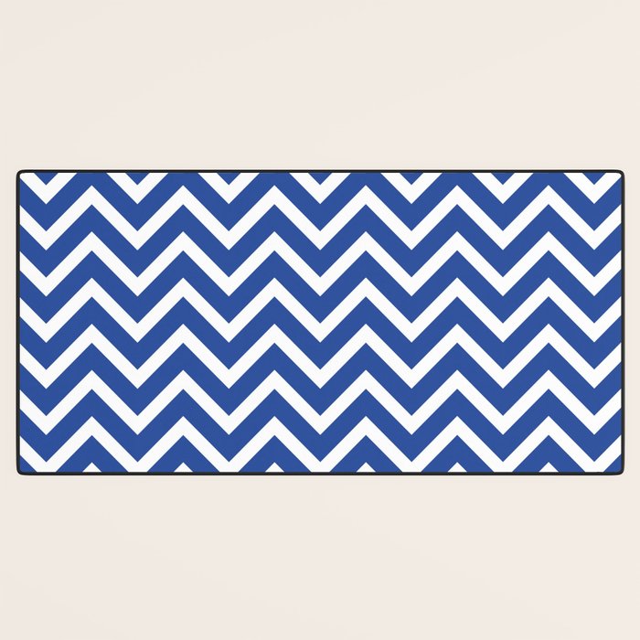 blue, white zig zag pattern design Desk Mat Gallery Image 3