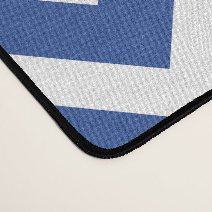 blue, white zig zag pattern design Desk Mat Gallery Image 4