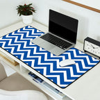 blue, white zig zag pattern design Desk Mat Gallery Image 2