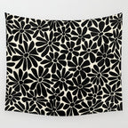 Black and White Retro Floral Art Print  Wall Tapestry Gallery Image 4
