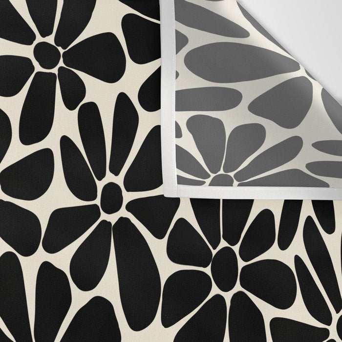 Black and White Retro Floral Art Print  Wall Tapestry Gallery Image 3