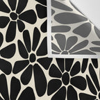 Black and White Retro Floral Art Print  Wall Tapestry Gallery Image 3