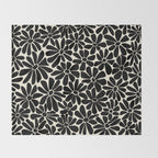 Black and White Retro Floral Art Print  Throw Blanket Gallery Image 2