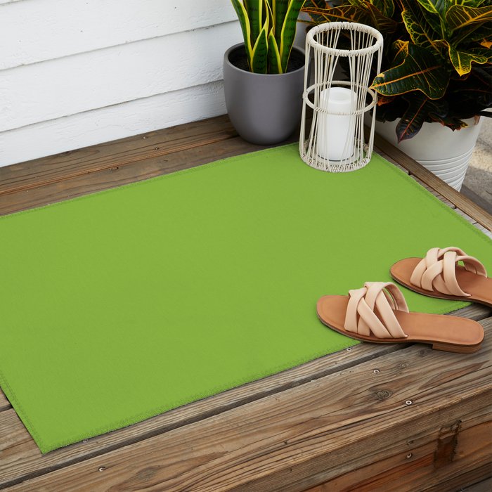 Lime Green Solid Color Outdoor Rug Gallery Image 2