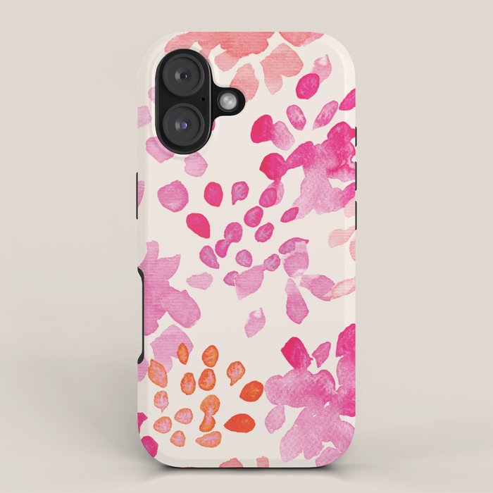 Watercolor flowers in pink and red pattern iPhone Case Gallery Image 1