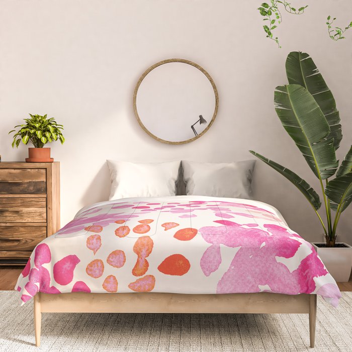 Watercolor flowers in pink and red pattern Comforter Gallery Image 3