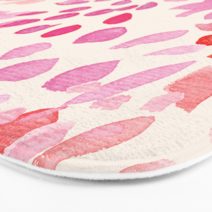 Watercolor flowers in pink and red pattern Bath Mat Gallery Image 3