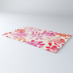 Watercolor flowers in pink and red pattern Rug Gallery Image 3