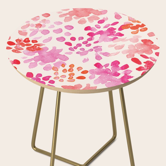 Watercolor flowers in pink and red pattern Side Table Gallery Image 2