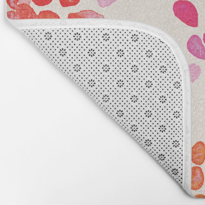 Watercolor flowers in pink and red pattern Bath Mat Gallery Image 2