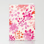 Watercolor flowers in pink and red pattern Stationery Card Gallery Image 2