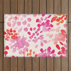 Watercolor flowers in pink and red pattern Outdoor Rug Gallery Image 1