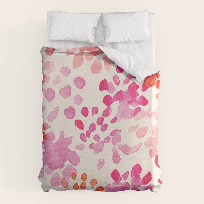 Watercolor flowers in pink and red pattern Duvet Cover Gallery Image 6
