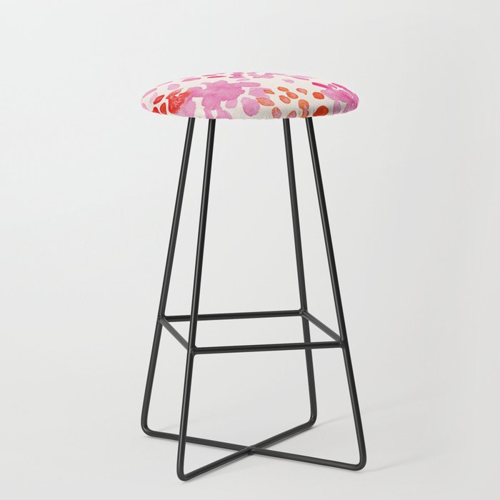 Watercolor flowers in pink and red pattern Stool Gallery Image 1