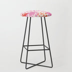 Watercolor flowers in pink and red pattern Stool Gallery Image 1
