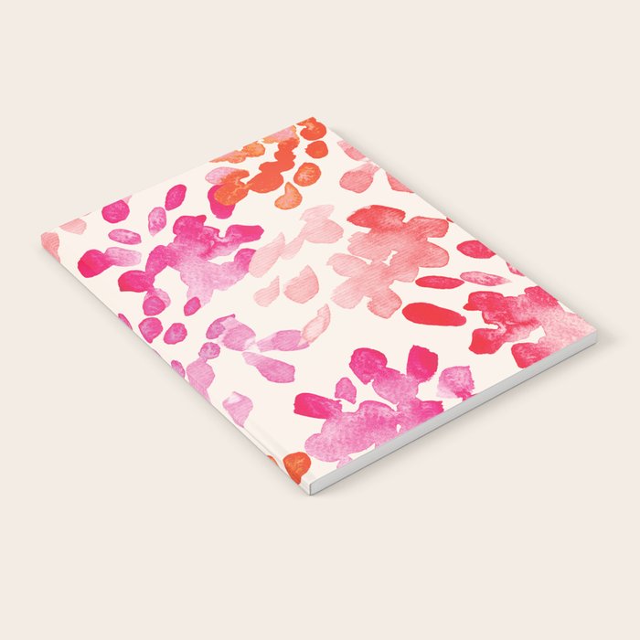 Watercolor flowers in pink and red pattern Notebook Gallery Image 1