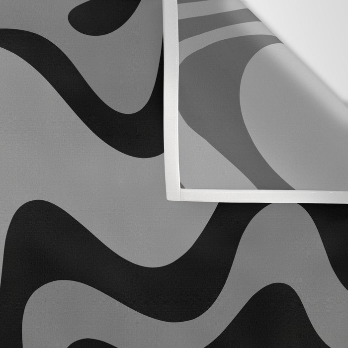 Retro Liquid Swirl Abstract Pattern in Black and Gray Wall Tapestry Gallery Image 3