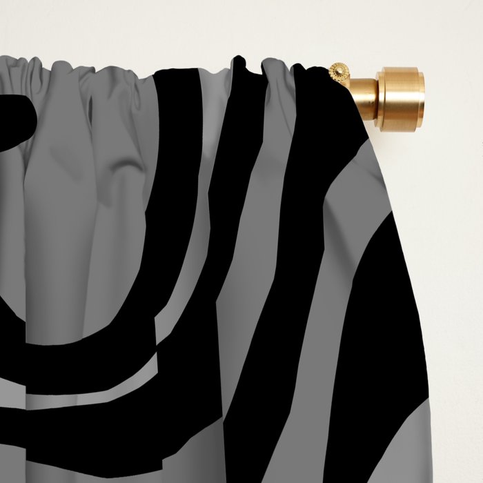Retro Liquid Swirl Abstract Pattern in Black and Gray Window Curtain Gallery Image 2