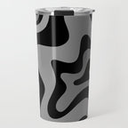 Retro Liquid Swirl Abstract Pattern in Black and Gray Travel Mug Gallery Image 1