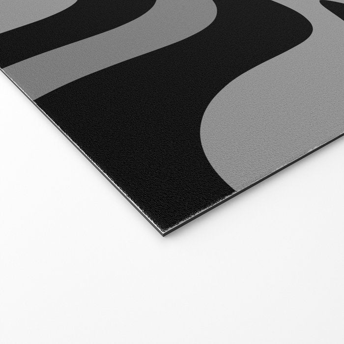 Retro Liquid Swirl Abstract Pattern in Black and Gray Welcome Mat Gallery Image 2