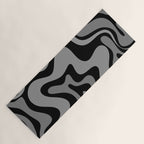 Retro Liquid Swirl Abstract Pattern in Black and Gray Yoga Mat Gallery Image 1