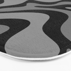 Retro Liquid Swirl Abstract Pattern in Black and Gray Bath Mat Gallery Image 3
