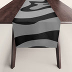 Retro Liquid Swirl Abstract Pattern in Black and Gray Table Runner Gallery Image 1