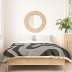 Retro Liquid Swirl Abstract Pattern in Black and Gray Duvet Cover Gallery Image 3