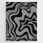 Retro Liquid Swirl Abstract Pattern in Black and Gray Jigsaw Puzzle Gallery Image 1