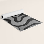 Retro Liquid Swirl Abstract Pattern in Black and Gray Yoga Mat Gallery Image 2