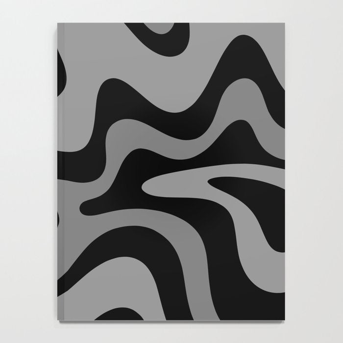 Retro Liquid Swirl Abstract Pattern in Black and Gray Notebook Gallery Image 4
