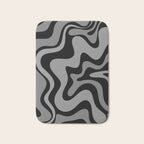 Retro Liquid Swirl Abstract Pattern in Black and Gray Bath Mat Gallery Image 1