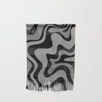 Retro Liquid Swirl Abstract Pattern in Black and Gray Wall Hanging Gallery Image 1