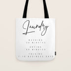 Laundry - Washing: 30 Minutes, Drying: 50 Minutes, Folding: 7-10 Business Days Tote Bag Gallery Image 1