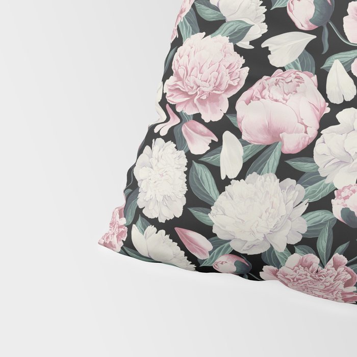Chic Peonies on Black Pillow Sham Gallery Image 4