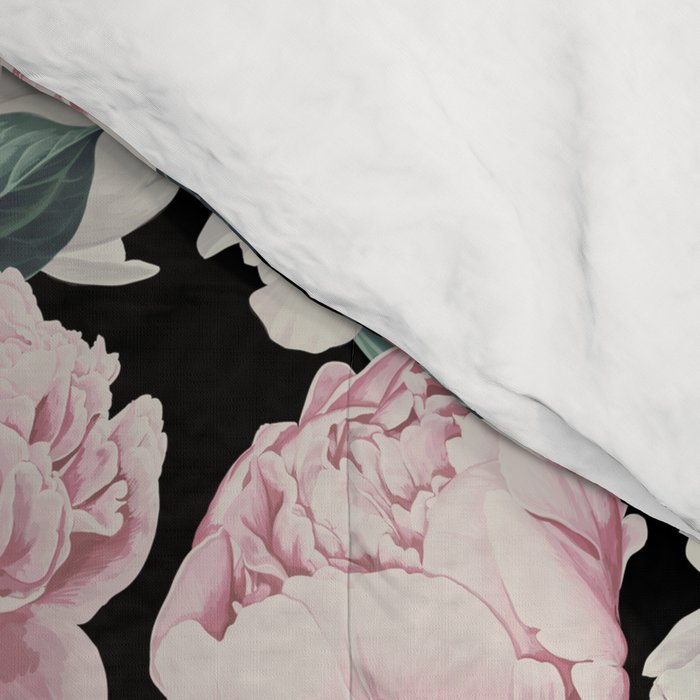 Chic Peonies on Black Comforter Gallery Image 4