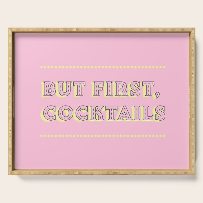 Pastel Pink Party Cocktails Serving Tray Gallery Image 1