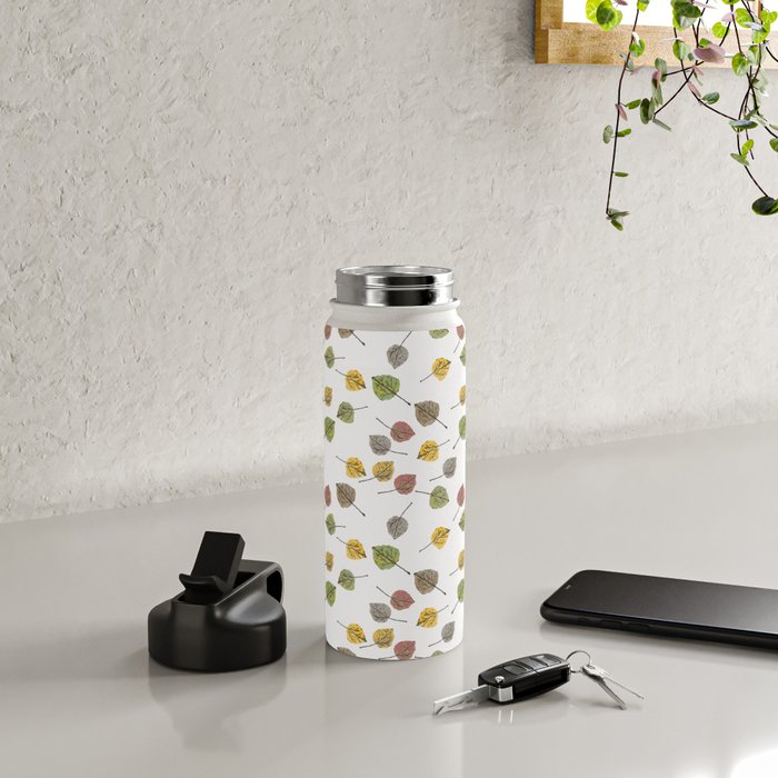 Colorado Aspen Tree Leaves Hand-painted Watercolors in Golden Autumn Shades on Clear Water Bottle Gallery Image 5