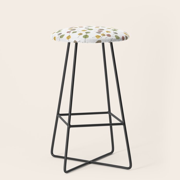 Colorado Aspen Tree Leaves Hand-painted Watercolors in Golden Autumn Shades on Clear Stool Gallery Image 1