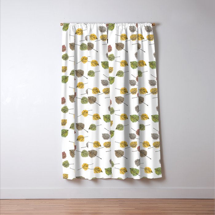 Colorado Aspen Tree Leaves Hand-painted Watercolors in Golden Autumn Shades on Clear Window Curtain Gallery Image 3