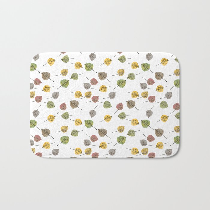 Colorado Aspen Tree Leaves Hand-painted Watercolors in Golden Autumn Shades on Clear Bath Mat Gallery Image 1