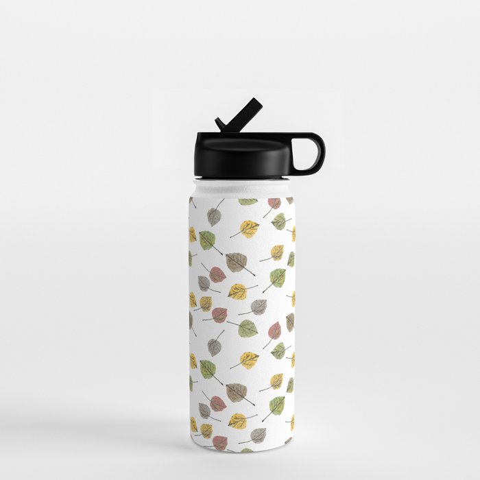 Colorado Aspen Tree Leaves Hand-painted Watercolors in Golden Autumn Shades on Clear Water Bottle Gallery Image 1