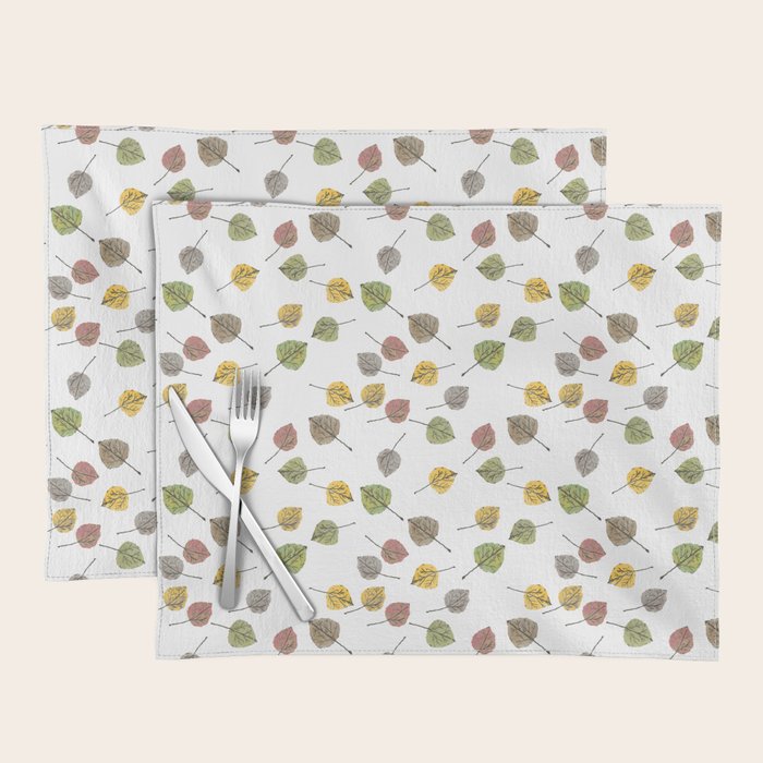 Colorado Aspen Tree Leaves Hand-painted Watercolors in Golden Autumn Shades on Clear Placemat Gallery Image 1