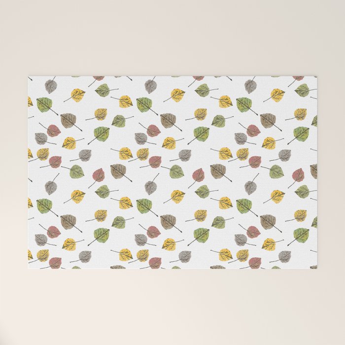 Colorado Aspen Tree Leaves Hand-painted Watercolors in Golden Autumn Shades on Clear Welcome Mat Gallery Image 1