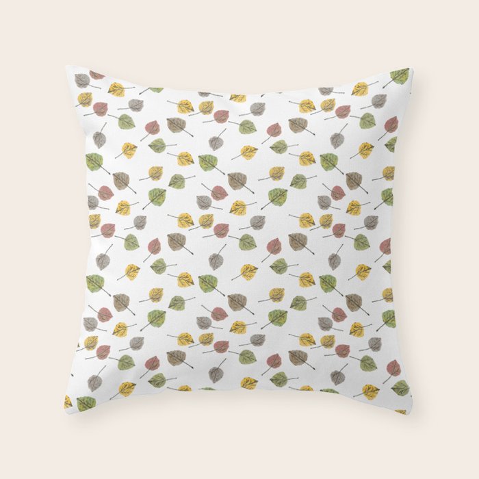 Colorado Aspen Tree Leaves Hand-painted Watercolors in Golden Autumn Shades on Clear Throw Pillow Gallery Image 1